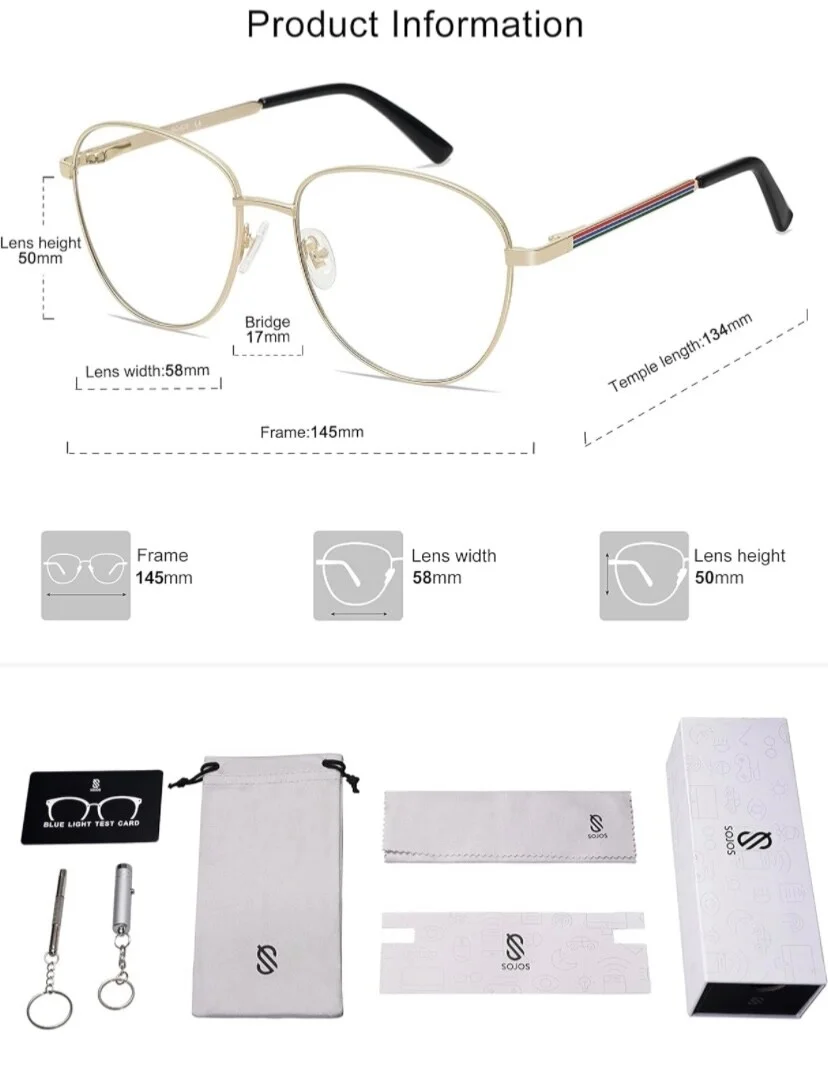 SOJOS Retro Round Blue Light Blocking Glasses Computer Gaming Eyeglasses Clear 2